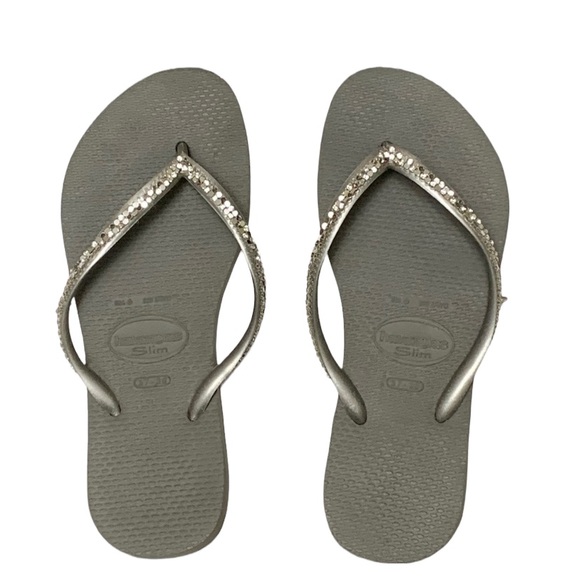 Havaianas Shoes - Havaianas Grey and Silver Flip Flops